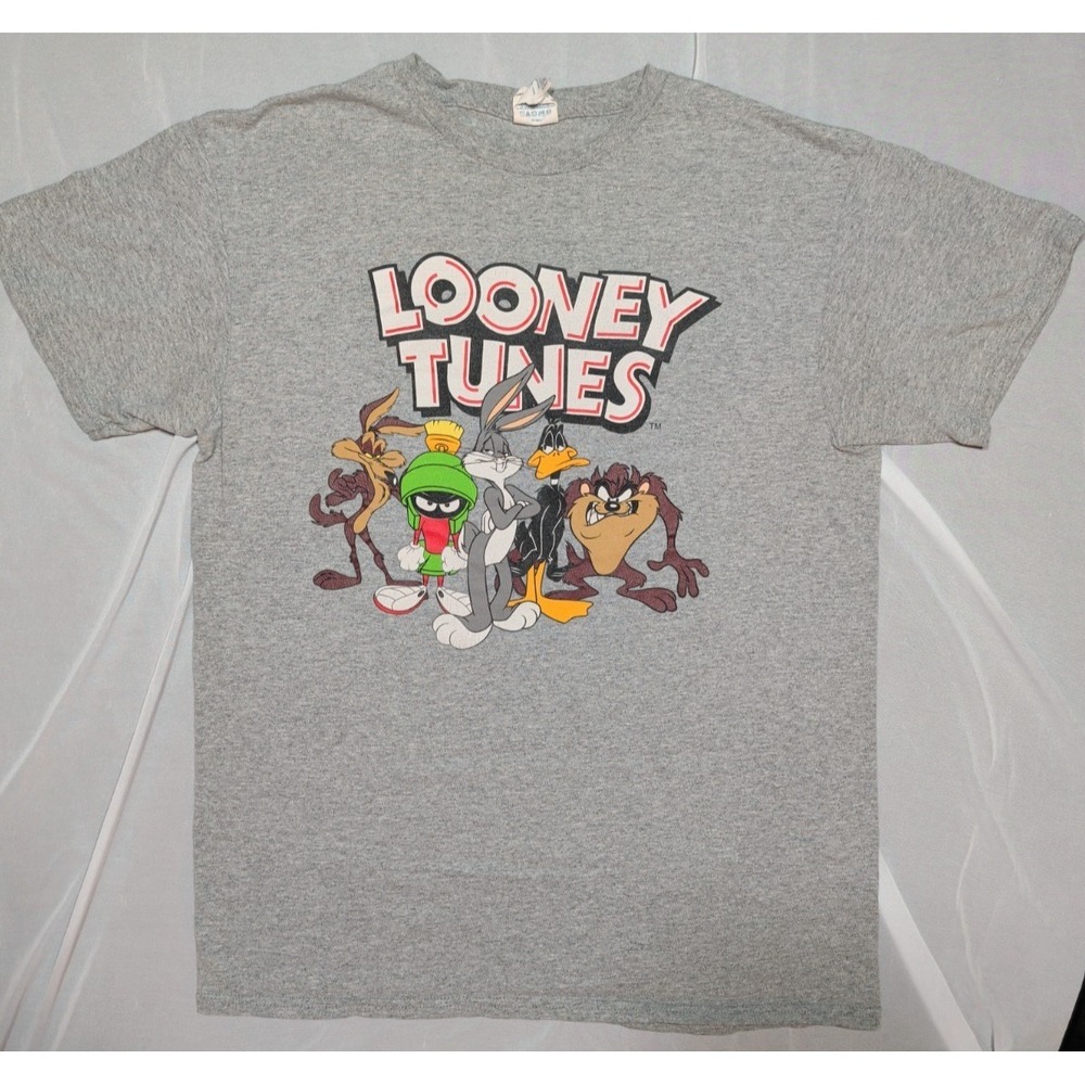 Delta Pro Weight Mens Looney Tunes Character Graphic T-Shirt Size M Heather Gray